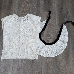 Vintage 1930s Womens Handmade Lace Topper With Matching Collar Accent